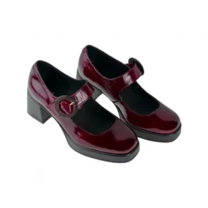 Zapatos Mary Jane de Piel Charol con Plataforma y Tacón de Bloque - Wikers E-139