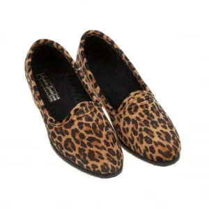 Zapatillas de andar por casa mujer Invierno Cerradas Cuña Terciopelo Estampado Leopardo Made In Spain 4404