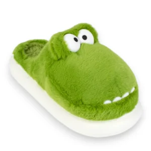 Pantufla Mujer Invierno Cerrada Dinosaurio D006btltey Verde