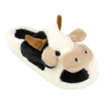 Zapatillas de andar por casa super comodas Mujer y Niña Invierno Abiertas Blanco y Negro de Vaca D006cehdjxt