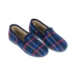 Zapatillas de Andar por Casa Mujer Invierno Cerradas Azul Estampado a Cuadros Modelo 101
