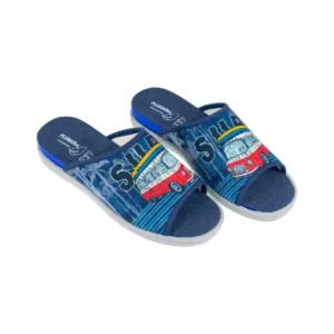 Zapatillas de Casa Verano Hombre Azul Abiertas Estilo Pinki Estampado Surf Plumaflex 12240