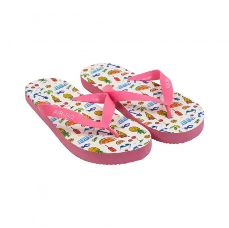 Chanclas de Mujer Blancas y Rosas Estampado Frutas Marca Air-SQ Modelo 6-367