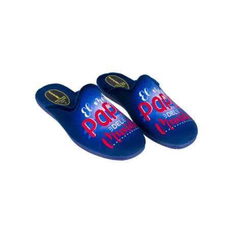 Zapatillas de Andar por Casa Hombre Invierno Abiertas Azul y Negro El Mejor Papá del Mundo Alcalde 372