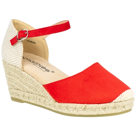 Cuña de Esparto para Mujer Tela Beis Fucsia Negro Rojo Verde 5 Cuerdas Hebilla y Correa Amarpies ACX26484