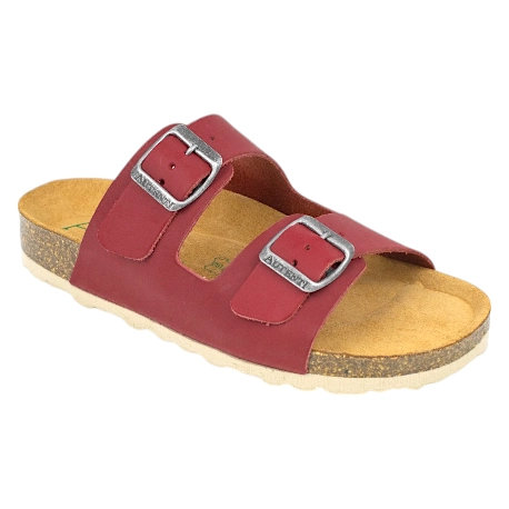 Sandalias Bio Planas de Piel Autenti para Mujer con Doble Hebilla - 11096