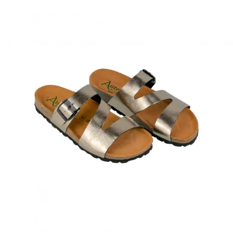 Sandalias Corcho de Mujer Amarillo Beis Dorado Marron Plata Piso Bio Corte Z Autenti 8287