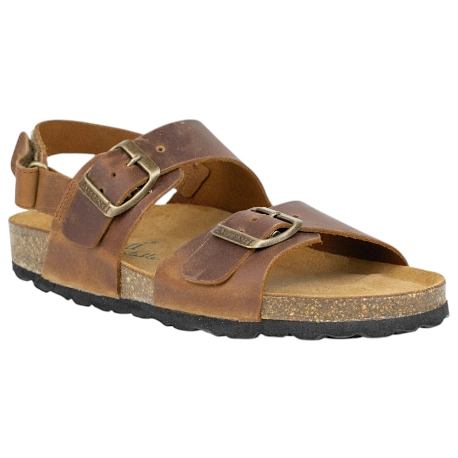 Sandalia Corcho de Mujer Beis Marron Chocolate Negro Taupe Doble Hebilla con Tira Autenti 10888