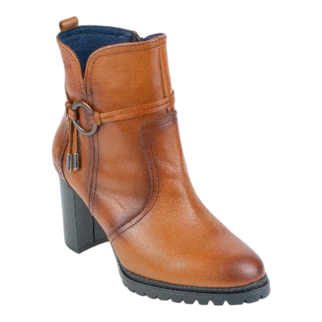 Botines de Tacón en Piel con Cremallera y Plantilla Extraíble - Baerchi 40400