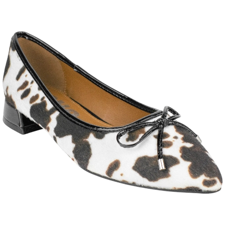 Bailarina Plana Animal Print Punta Fina Tacón Cuadrado D´Angela DDN29004