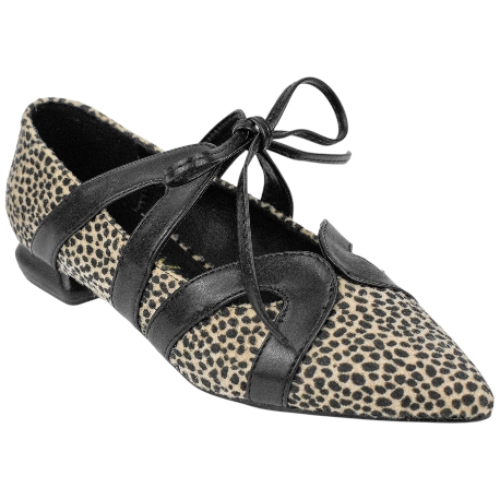 Bailarina Punta Fina Negro Cordón Animal Print Azarey 578K117