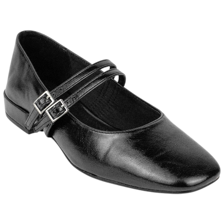 Bailarina Mary Jane Negra Tacón Cuadrado Plano Corina M5645