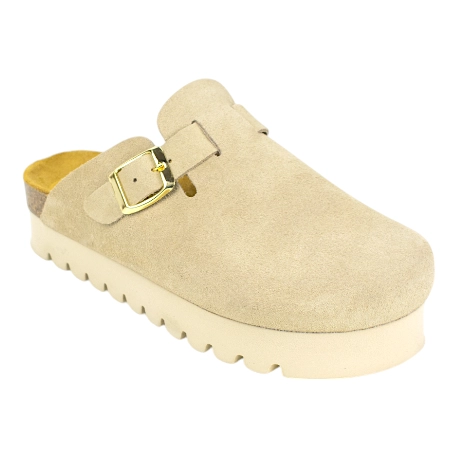 Zuecos plataforma en piel serraje de Mujer - Biocomfort HOM-002