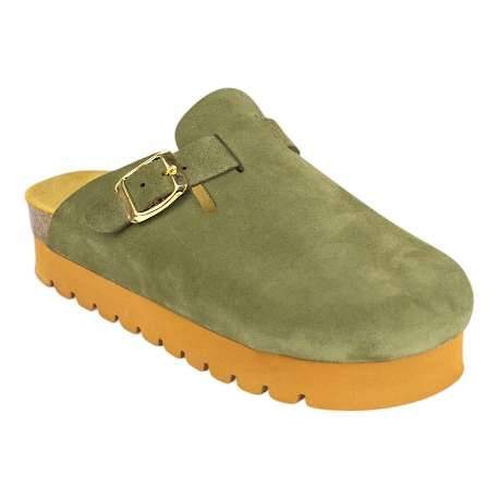 Zuecos plataforma en piel serraje de Mujer - Biocomfort HOM-002