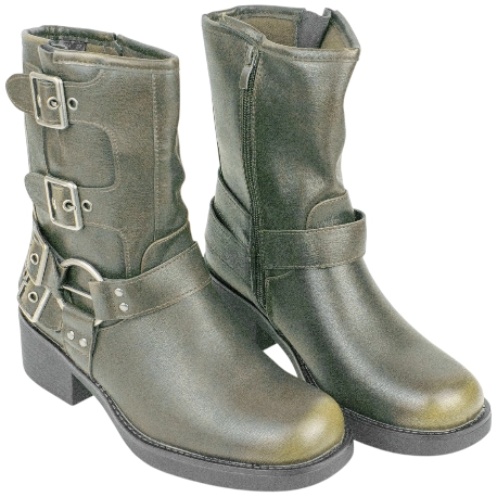 Botas Biker de Media Caña para Mujer con Hebillas y Tacón Medio - Ideal Shoes 9650A 3 Botas Biker de Media Caña para Mujer con Hebillas y Tacón Medio - Ideal Shoes 9650A - Imagen 3