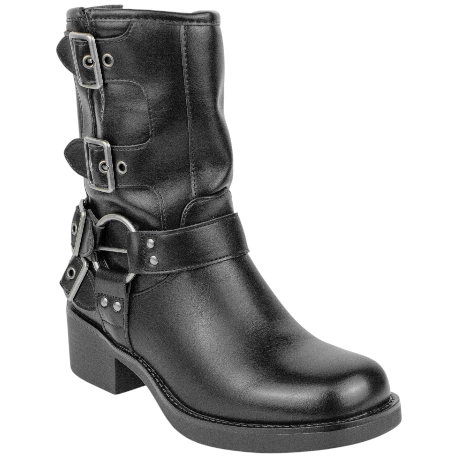 Botas Biker de Media Caña para Mujer con Hebillas y Tacón Medio - Ideal Shoes 9650A