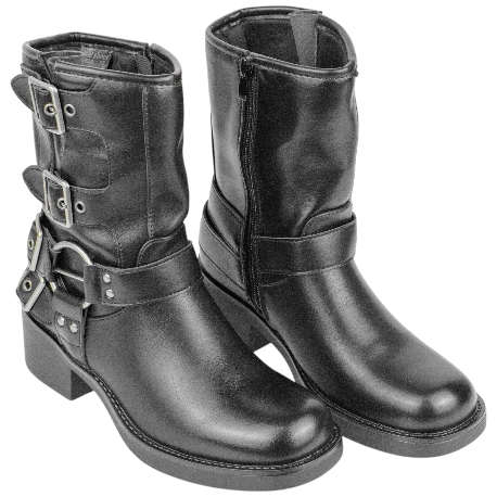 Botas Biker de Media Caña para Mujer con Hebillas y Tacón Medio - Ideal Shoes 9650A 8 Botas Biker de Media Caña para Mujer con Hebillas y Tacón Medio - Ideal Shoes 9650A - Imagen 8