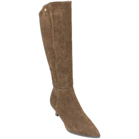 Botas de Caña Alta en Piel Serraje con Tacón Fino Kitten Heel - Top3 SS798