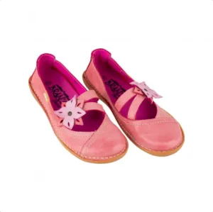 Merceditas de mujer Planas en piel con flor | Zapatos casuales - Rosa