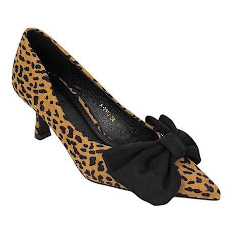 Zapatos lazo animal print tacón medio midi - Buonarotti A-3313 VF
