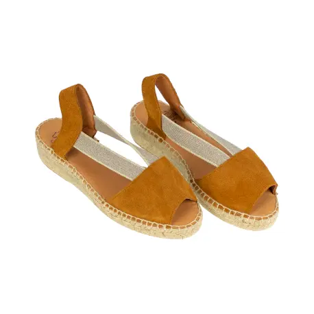 Sandalias Piel Serraje Mujer Cuña baja Elásticos Carmen García 272A