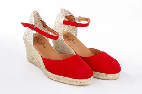 Alpargatas de Piel con Cuña Media de Esparto - Carmen García 52S5