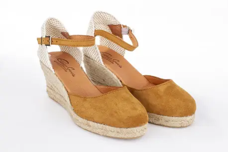 Alpargatas de Piel con Cuña Media de Esparto - Carmen García 52S5