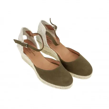 Alpargatas de Piel con Cuña Media de Esparto - Carmen García 52S5