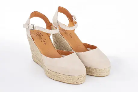 Alpargatas de Piel con Cuña Alta de Esparto y Pulsera al Tobillo - Carmen García 53D7
