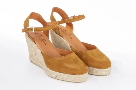 Alpargatas de Piel con Cuña Alta de Esparto y Pulsera al Tobillo - Carmen García 53D7