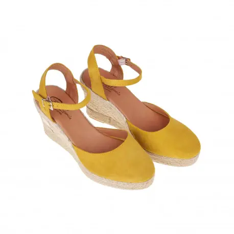 Alpargatas de Piel con Cuña Alta de Esparto y Pulsera al Tobillo - Carmen García 53D7