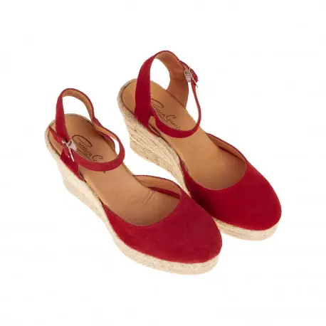 Alpargatas de Piel con Cuña Alta de Esparto y Pulsera al Tobillo - Carmen García 53D7