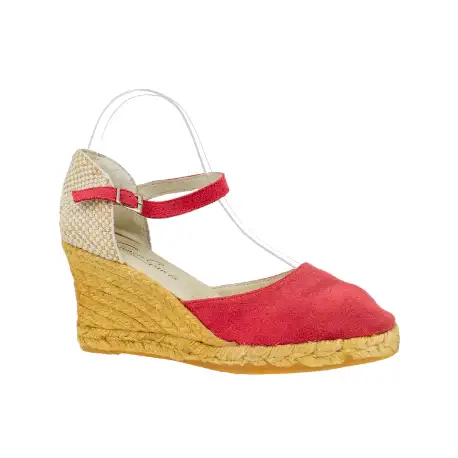 Alpargatas de Cuña Alta en Piel Serraje Roja Carmen Garcia 2 Alpargatas de Cuña Alta en Piel Serraje Roja Carmen Garcia - Imagen 2
