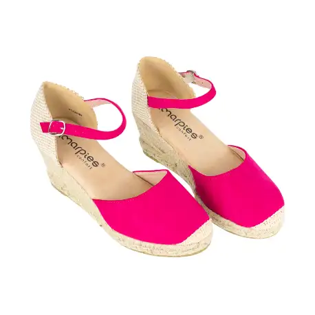 Cuña de Esparto para Mujer Tela Beis Fucsia Negro Rojo Verde 5 Cuerdas Hebilla y Correa Amarpies ACX26484