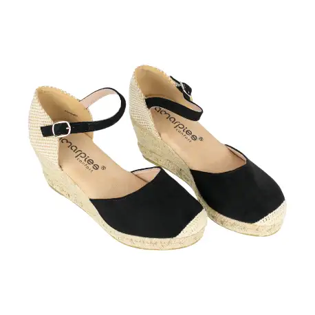 Cuña de Esparto para Mujer Tela Beis Fucsia Negro Rojo Verde 5 Cuerdas Hebilla y Correa Amarpies ACX26484