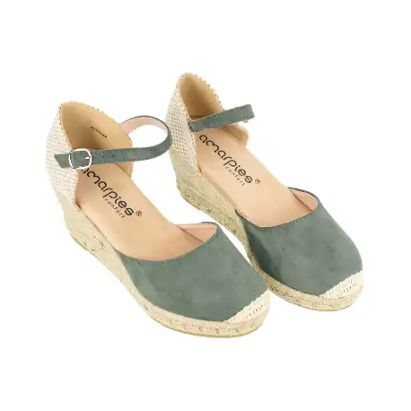 Cuña de Esparto para Mujer Tela Beis Fucsia Negro Rojo Verde 5 Cuerdas Hebilla y Correa Amarpies ACX26484