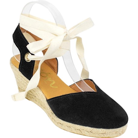 Alpargatas Negras con Cuña Media y Plataforma - Picón