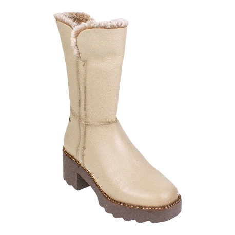 botas altas beige mujer con suela track y cremallera- Kaola 9325
