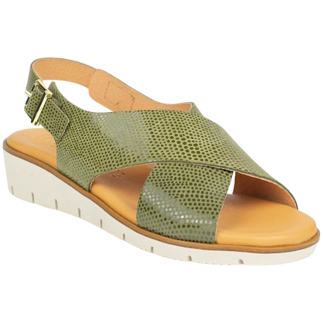 Sandalia cuña baja en piel y plantilla gel - Kaola 2275