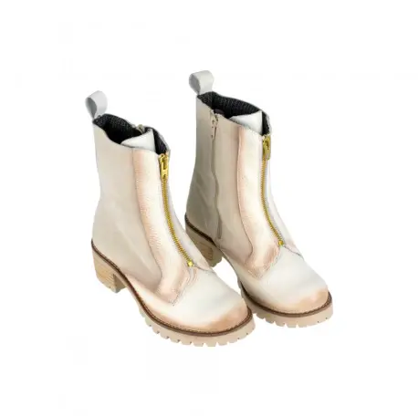 Botines Mujer Piel Serraje Impermeable Cremallera Frontal KMN F-3001