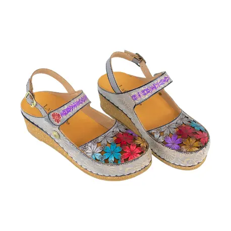 Sandalias Laura Vita Piel Cuña Corcho FACSCINEO 0121