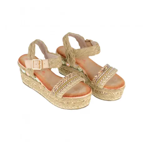Sandalias Cuña Plataforma Alta Boho Mandarina 725DF Talla 40