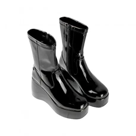 Botines Mujer Cuña Alta Plataforma Charol Mustang 51951