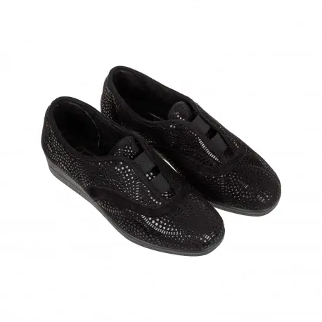 Zapatillas de Mujer de estar por casa Invierno Cerradas Negro con Cuña y Elásticos Natural 5631 Talla 36