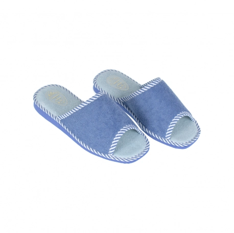 Zapatilla Casa Mujer Verano Abierta Rizo Nellakis 171 Azul