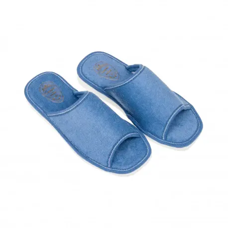 Zapatilla Casa Mujer Verano Abierta Toalla Nellakis 170 Azul