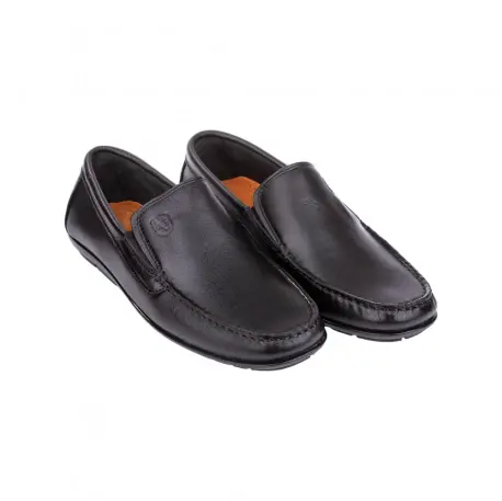 Mocasines Piel Negro Marrón Hombre Cosido Nel Di 7901