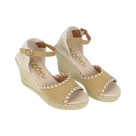 Sandalia Cuña de Esparto Negro y Marrón en Seraje Picón 56386