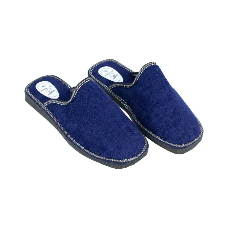 Zapatillas de estar en casa hombre Verano Abiertas Azul Marino Rizo Tipo Toalla Pisable 5001