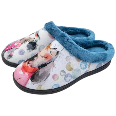 Zapatilla Descalza Casa Mujer Azul Perrito Plumaflex 12213